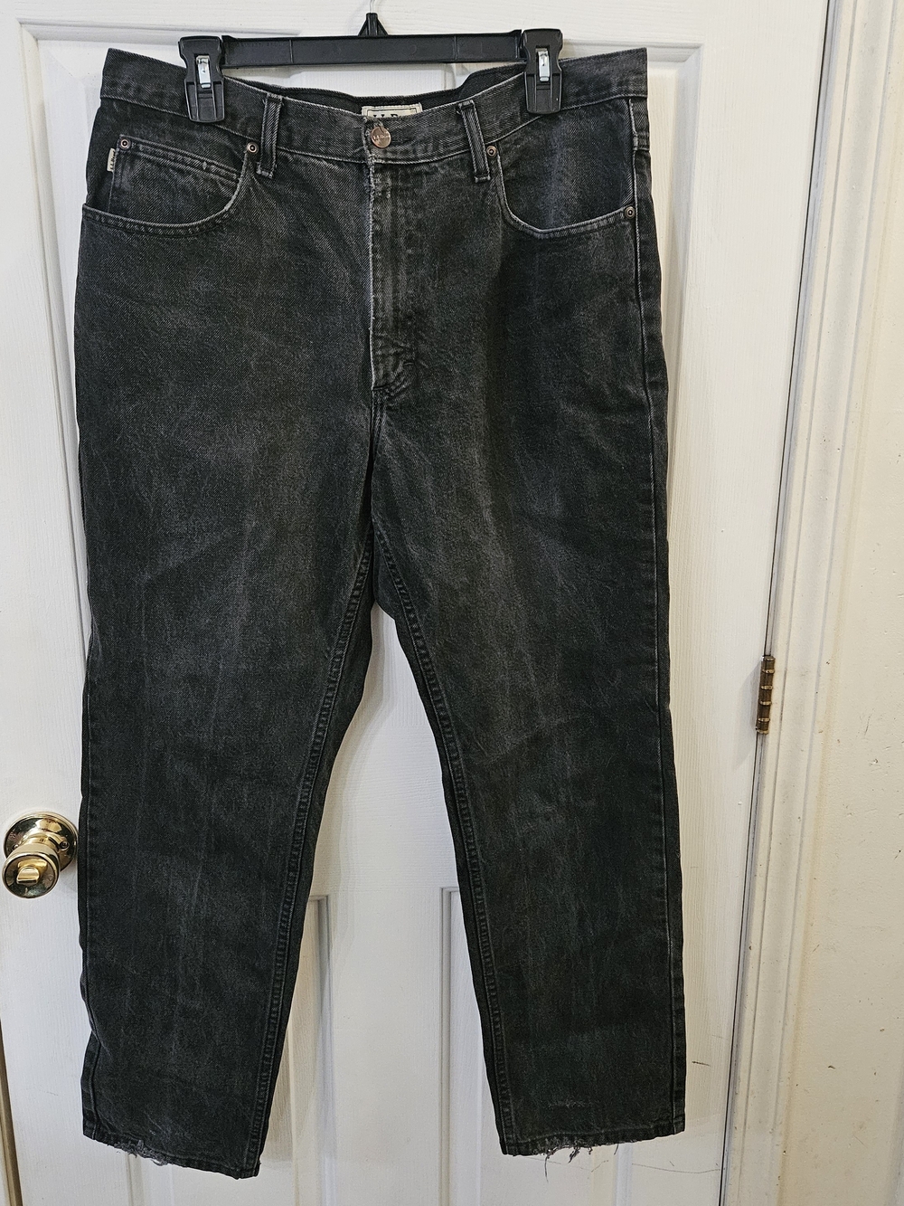 Vtg 90s Y2K LL Bean Black Wash Denim Jeans 36x30 Classic Fit Faded Rugged